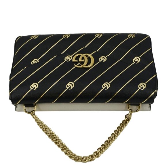 GUCCI  Thiara Medium Double Smooth Leather Satchel Bag White/Black 524822 - Picture 4 of 15